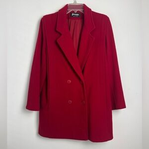 Vintage Forecaster Of Boston Red Wool Blend Double Breasted Mid Length Coat 9/10